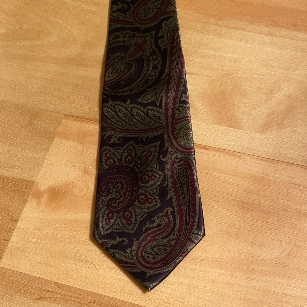 Bottega Veneta Paisley Tie - Purple and Green